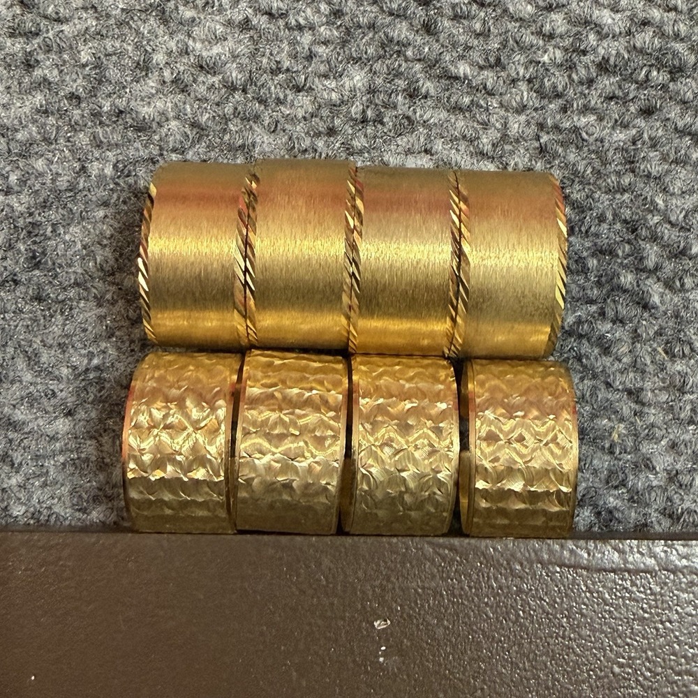 Lot of 8Gold Tone Modern Metal Napkin Rings (Weddings, Events, Daily) Adjustable
